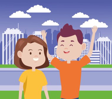 Şehirdeki genç çiftler