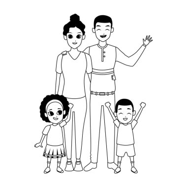 çizgi film mutlu aile simgesi, düz tasarım