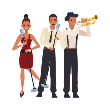 cuban band with woman singer, flat design