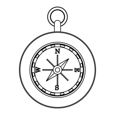 Siyah ve beyaz olarak izole edilmiş seyir pusulası seyahat sembolü