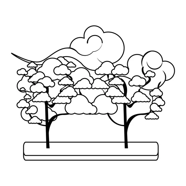 雲と木のアイコンデザイン — ストックベクタ