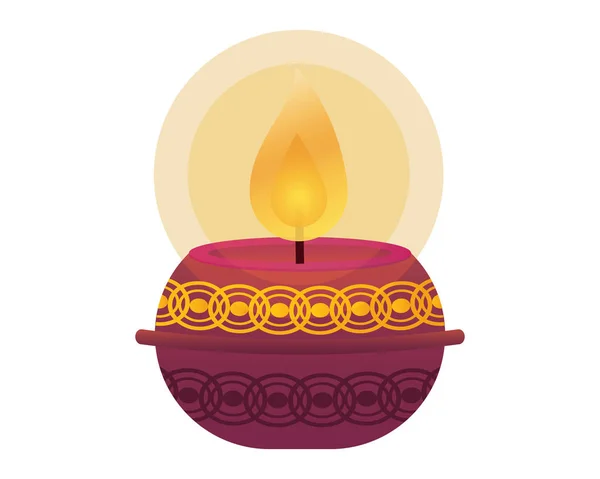 Happy diwali candle traditional icon — Stock Vector