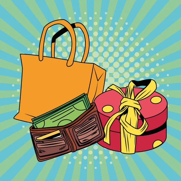 Bolsa de compras y cartera diseño de vectores retro — Vector de stock