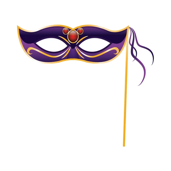 Masque violet Mardi gras icône, design plat — Image vectorielle