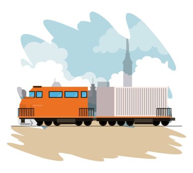 Ulaşım malları lojistik yük treni çizgi filmi