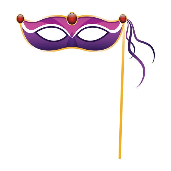 Pink Mardi gras mask icon, flat design — Stock Vector