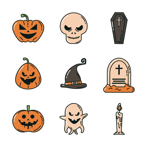 Paket av halloween set ikoner — Stock vektor