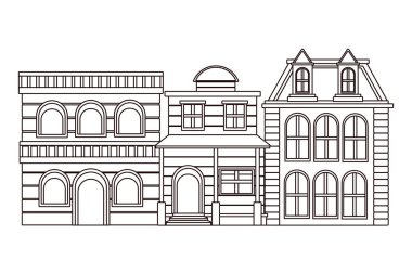 Kentsel binalar ve şehir mimarisi siyah beyaz