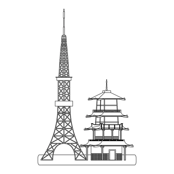 Diseño de monumentos japoneses — Vector de stock