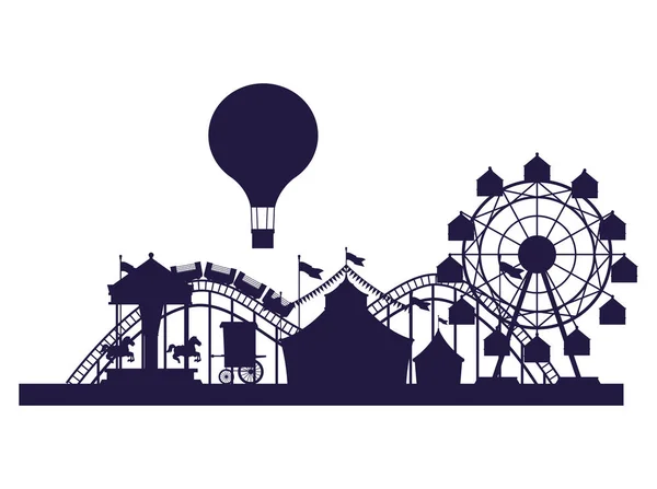 Φεστιβάλ τσίρκου δίκαιο τοπίο μπλε και λευκά χρώματα — Διανυσματικό Αρχείο
