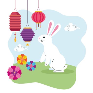 orta sonbahar çin festivali karikatür