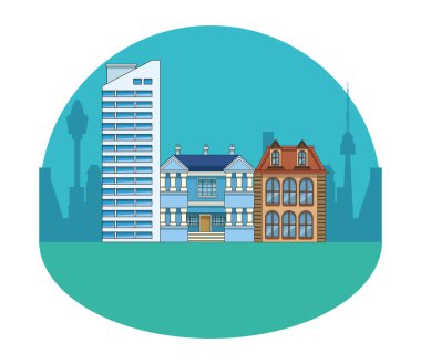 Kentsel binalar ve şehir mimarisi siyah beyaz