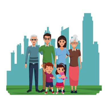 Aile bireyleri ve çocuk karikatürleri