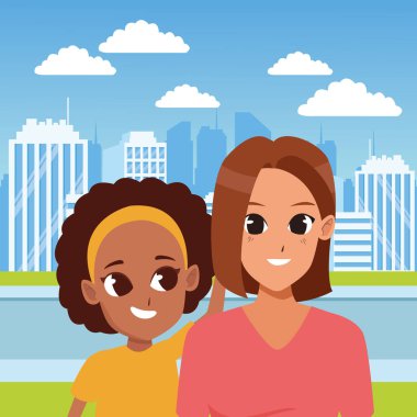 Aile ebeveyn ve çocuk karikatürler