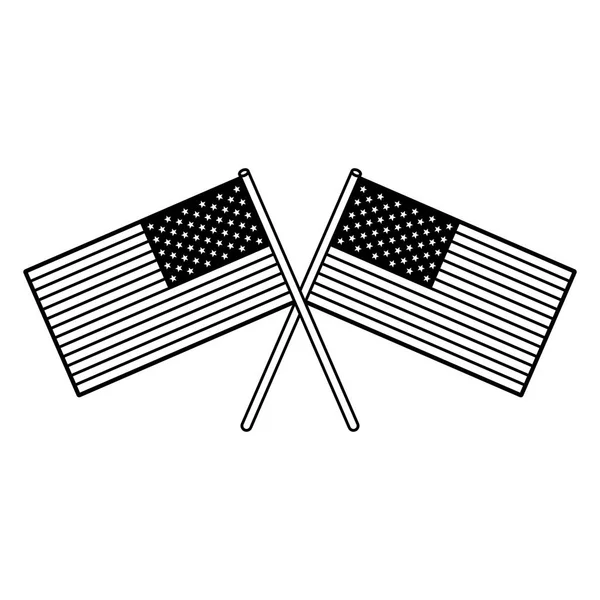 USA indipendenza 4 luglio cartone animato in bianco e nero — Vettoriale Stock