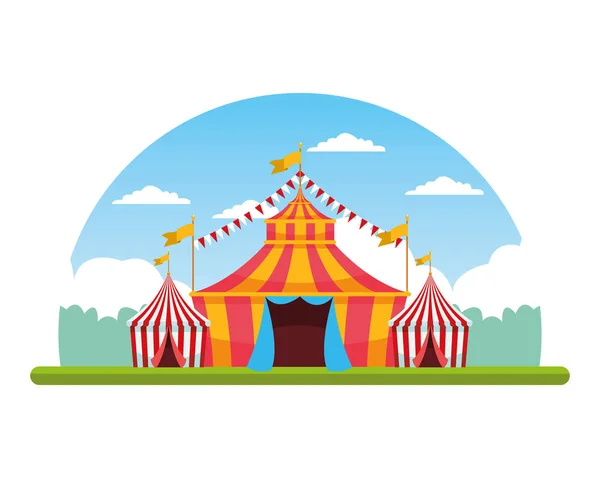 Circus fair festival scenery cartoon — Stock Vector
