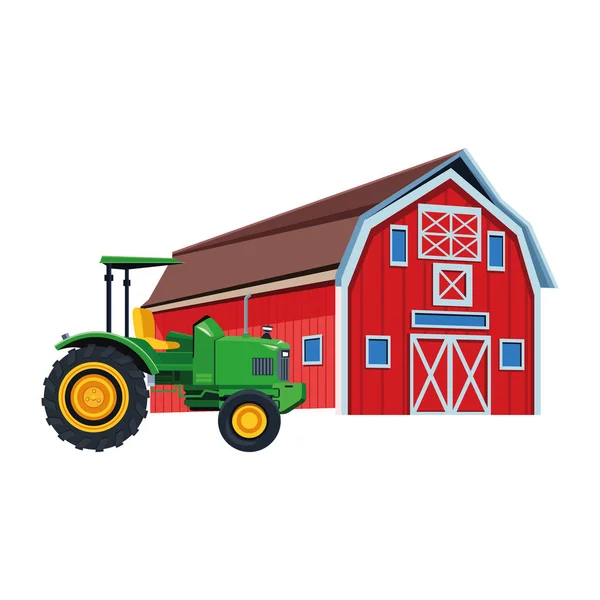 Teherautó és fa Farm pajta kialakítása — Stock Vector