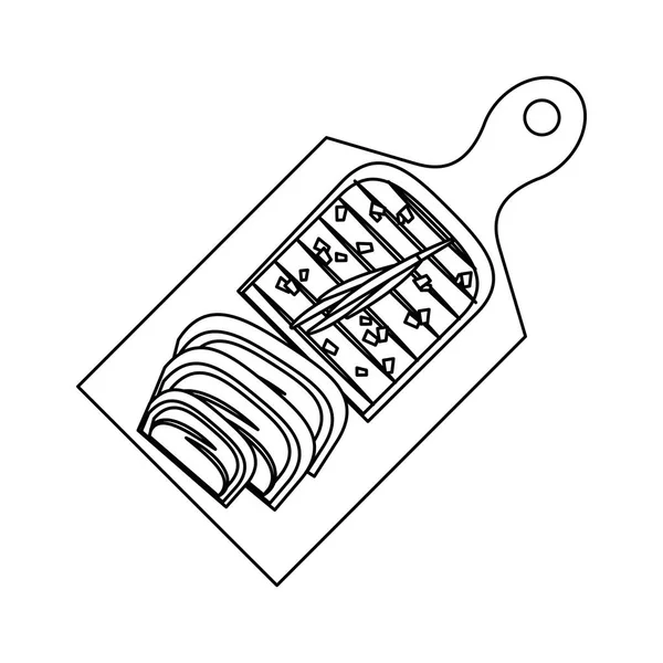 Savoureux barbecue grillé alimentaire dessin animé en noir et blanc — Image vectorielle