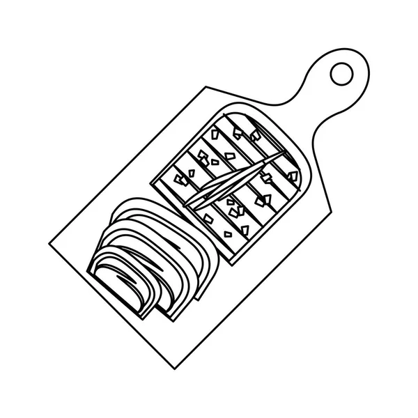 Смачний барбекю смажена їжа мультфільм в чорно-білому — стоковий вектор