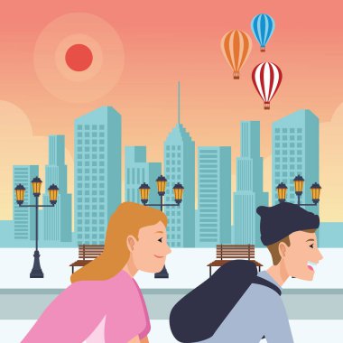 Bisiklete binen gençler çizgi film