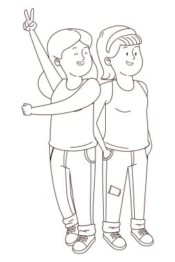 Genç arkadaşlar gülümsüyor ve siyah beyaz eğleniyorlar.