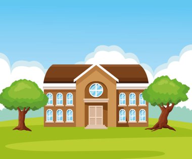 Doğa çizgi filmlerindeki okul binası.