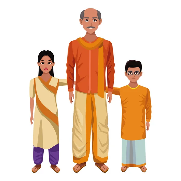 Indian family avatar cartoon character — Stock Vector