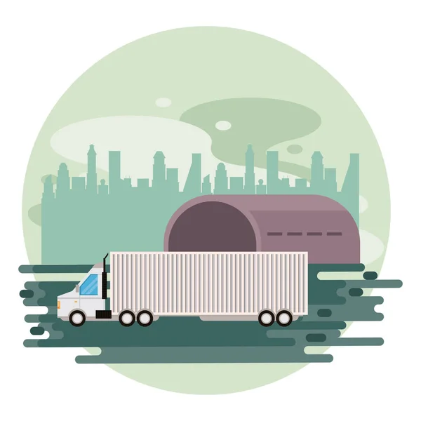 Camión logística mercancía entrega dibujos animados — Vector de stock