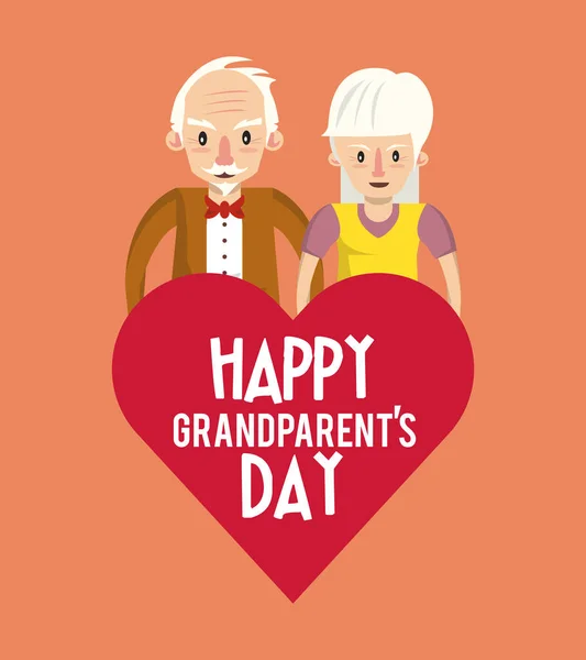 Happy grandparents day card with cartoons — Stock Vector