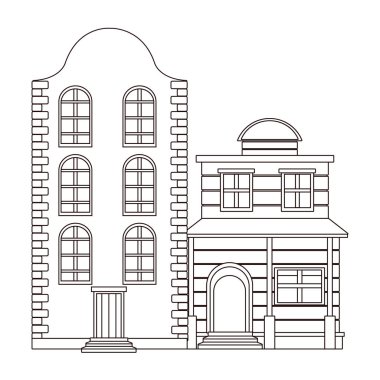 Kentsel binalar ve şehir mimarisi siyah beyaz