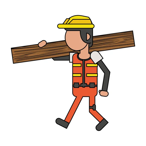 Construction worker smiling cartoon isolated faceless — Stock Vector
