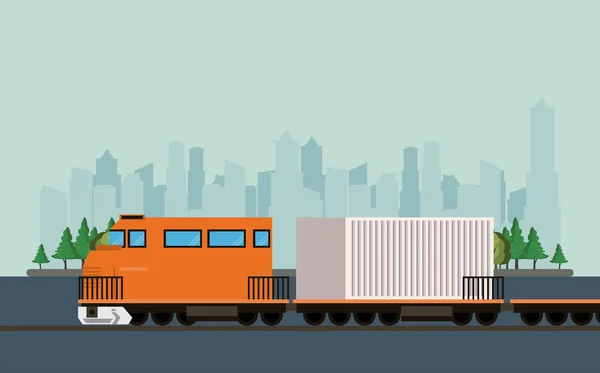 Transport Waren Logistik Güterzug Cartoon — Stockvektor