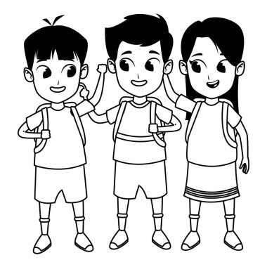 siyah beyaz çocukluk sevimli okul öğrencileri karikatür