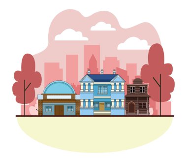 Kentsel binalar ve şehir mimarisi siyah beyaz