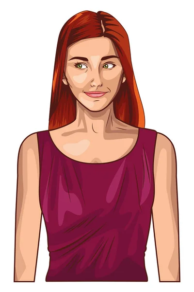 Pop art beautiful and young woman cartoon — Stock Vector