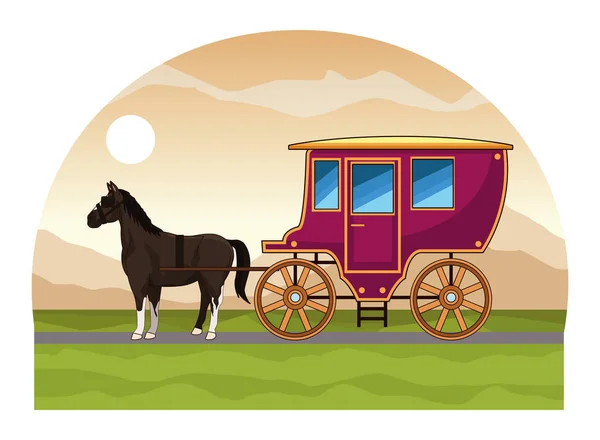 Carro de caballo antiguo tractor animal — Vector de stock