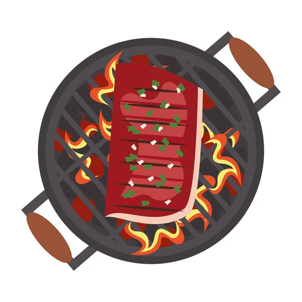 Tasty barbecue grilled food cartoon — Stock Vector