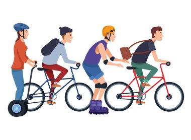 Bisiklet scooter ve paten ile sürme İnsanlar