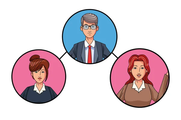 Группа деловых людей аватар профиль изображения в круглой иконке — стоковый вектор