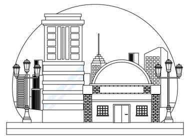 Kentsel binalar ve şehir mimarisi siyah beyaz
