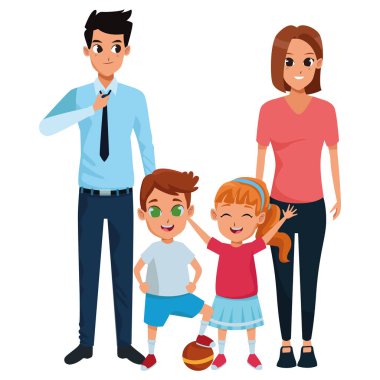 Aile bireyleri ve çocuk karikatürleri