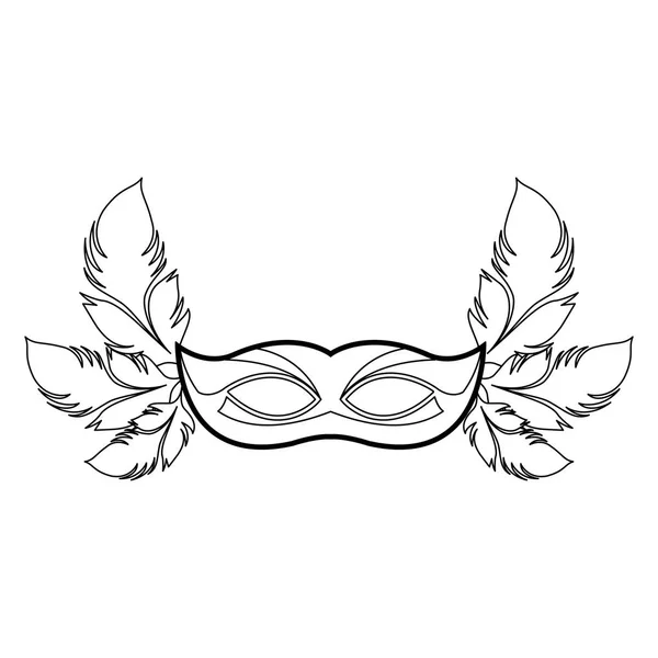 Masquerade masker icoon, zwart-wit design — Stockvector