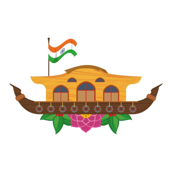 Hindu ganges barge icon cartoon — Stock Vector