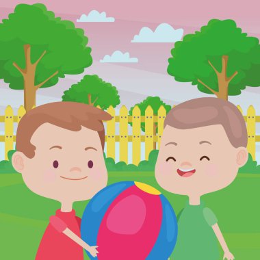 Sevimli mutlu çocuklar eğlenceli karikatürler sahip