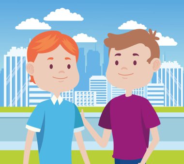 Delikanlılar şehirdeki karakter dostları.