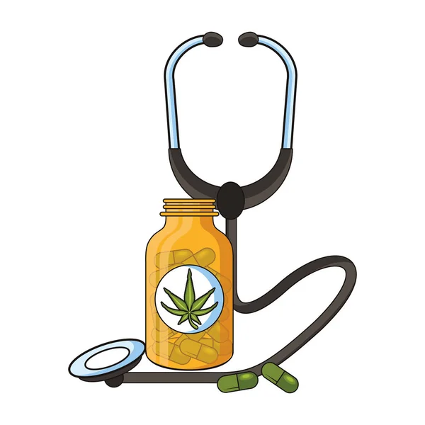 Cannabis martihuana sativa konopie kreskówki — Wektor stockowy