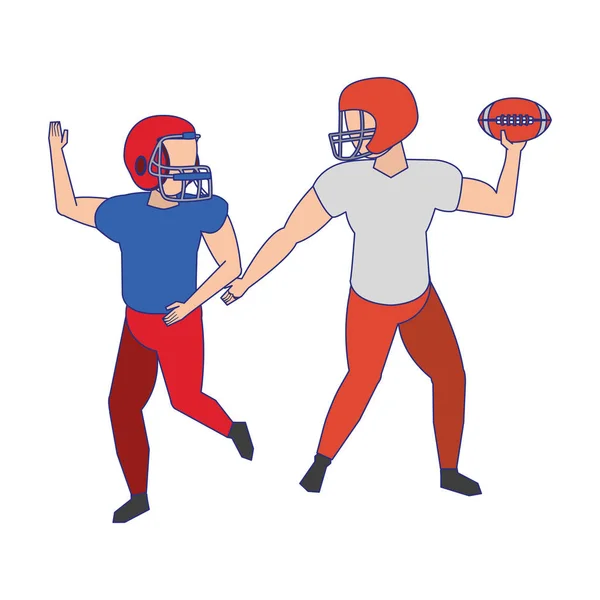 Futebol americano esporte jogo desenhos animados linhas azuis — Vetor de Stock