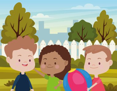 Sevimli mutlu çocuklar eğleniyor