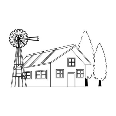 Rüzgar suyu pompası ve çiftlik evi