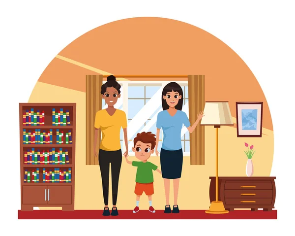 Família pais e crianças desenhos animados — Vetor de Stock